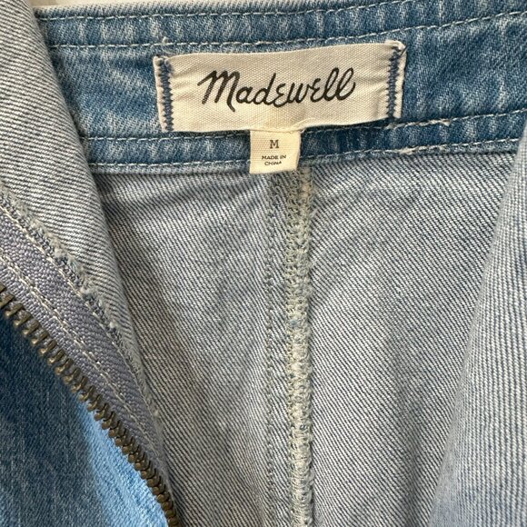 Madewell Denim Zip Smock-Waist Jumpsuit in Baisley Wash Size M - Picture 8 of 11